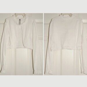 Cherokee Girls Size 5T, White Cotton Knit Bolero Cardigan